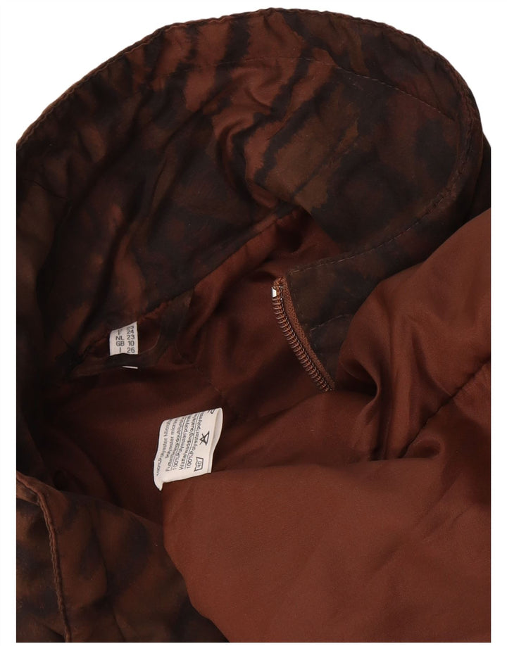 Cappotto vintage da donna oversize con giacca a vento UK 10 piccola stampa animalier marrone