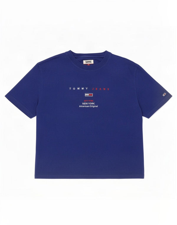 T-shirt grafica corta da donna Tommy Hilfiger Top UK 12 cotone blu medio