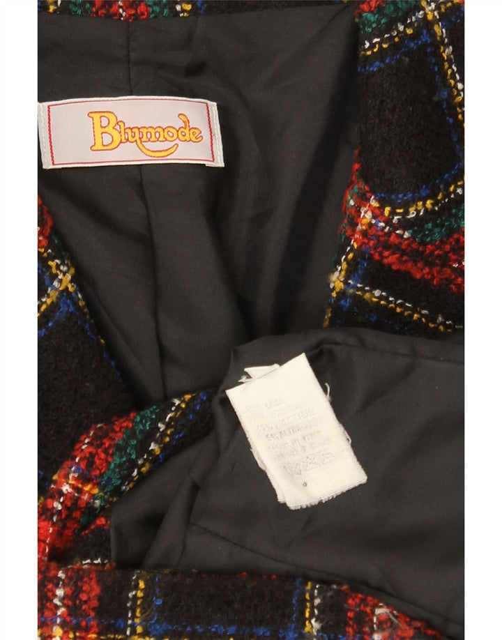 Giacca blazer da donna a 3 bottoni Blumode UK 8 piccola lana scozzese nera