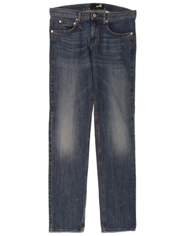Jeans dritti da uomo MOSCHINO W34 L34 cotone blu