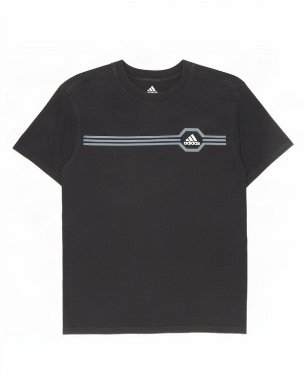 Adidas Mens T-Shirt Top Small Black Pinstripe Cotton