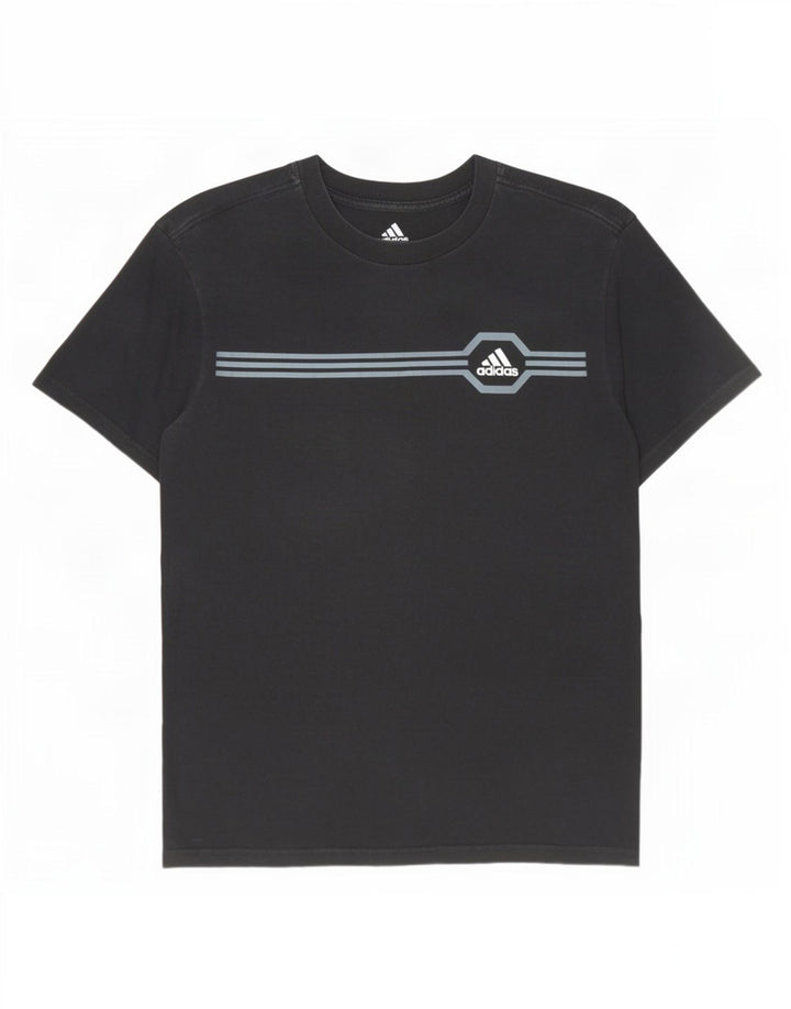 T-shirt da uomo Adidas Top Small nera gessata in cotone