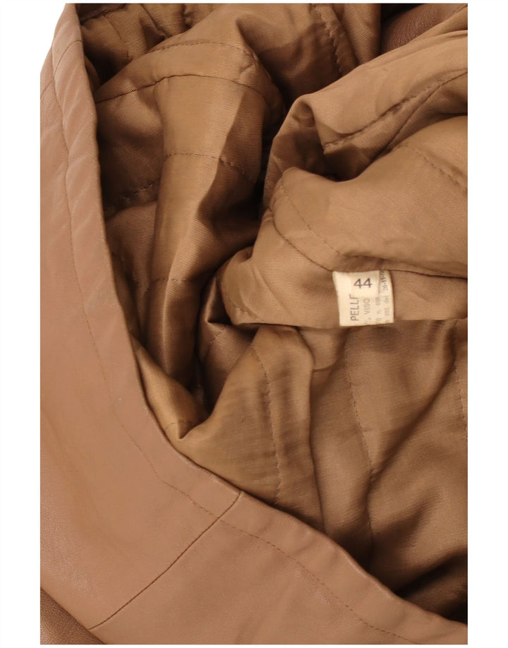Giacca in pelle da donna vintage IT 44 in pelle marrone medio