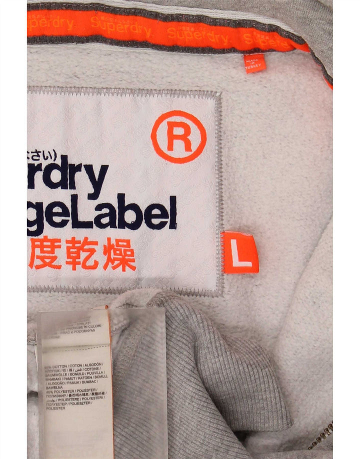 Maglione con cappuccio e zip da uomo Superdry, cotone chiazzato grigio grande