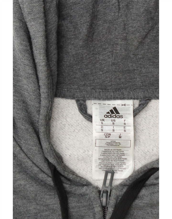 Maglione con cappuccio e zip Adidas da uomo piccolo in cotone grigio