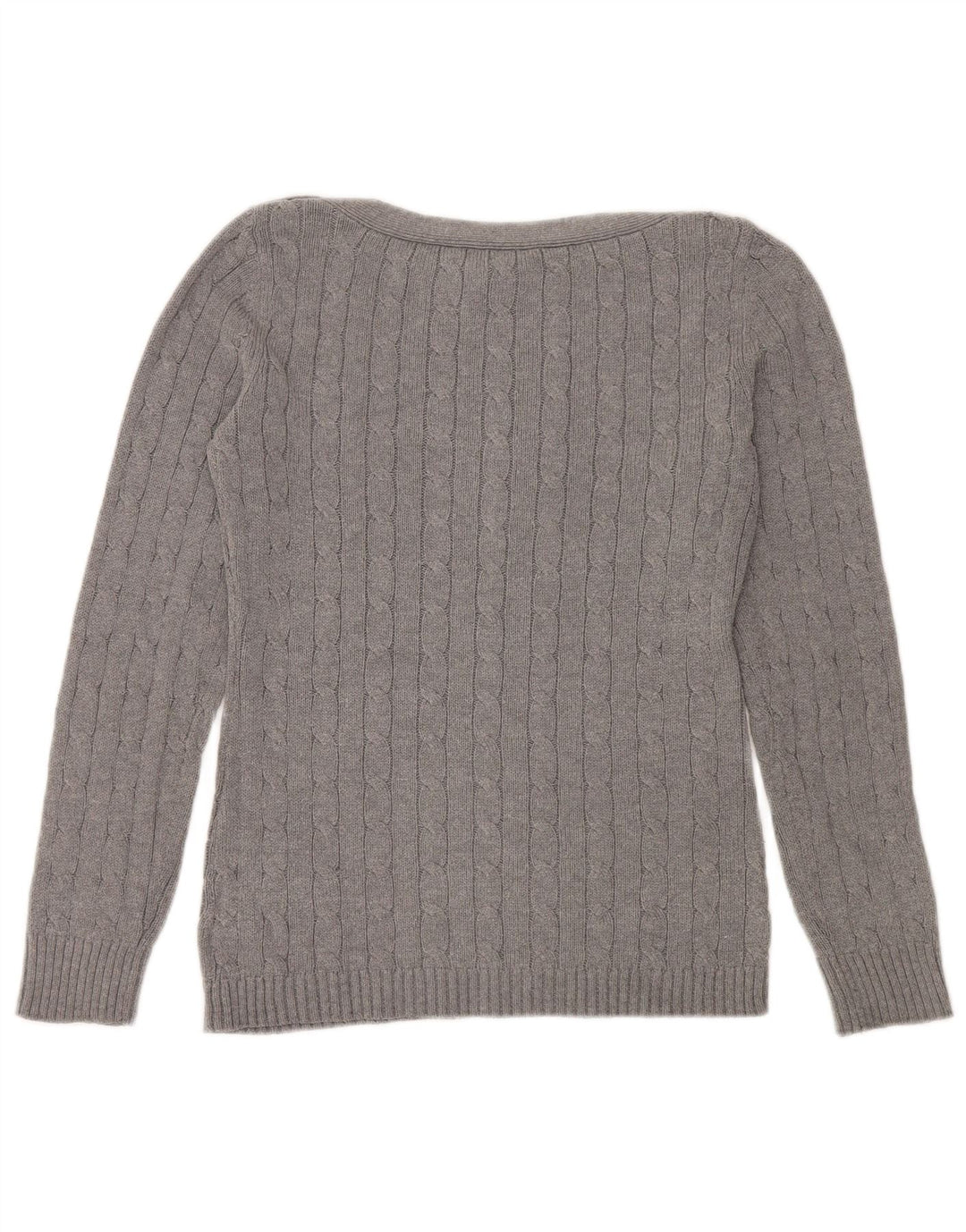 RALPH LAUREN Maglione da donna con scollo a barca UK 14 Cotone grigio medio