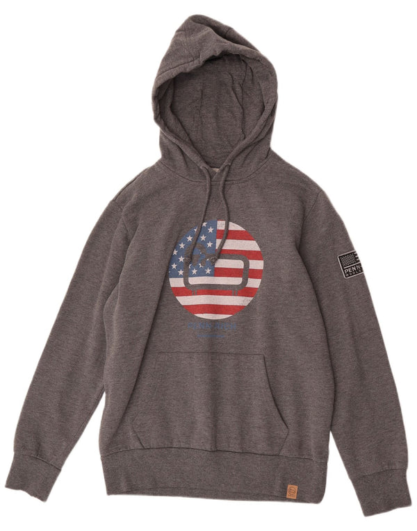 Maglione con cappuccio grafico Penn-Rich da donna Woolrich grande in cotone grigio