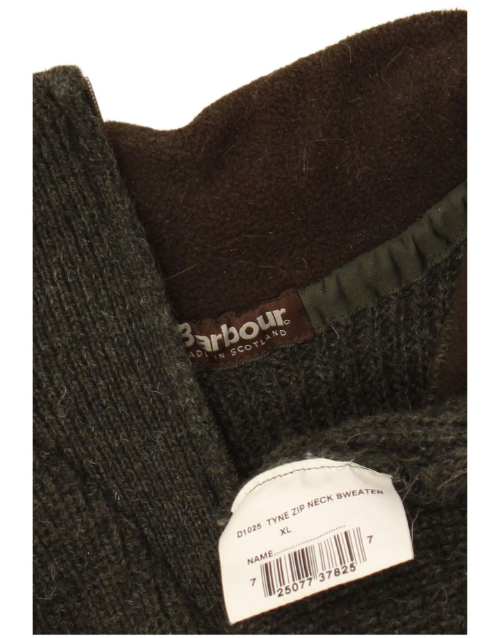 Maglione Barbour da uomo con zip e collo XL in lana nuova kaki
