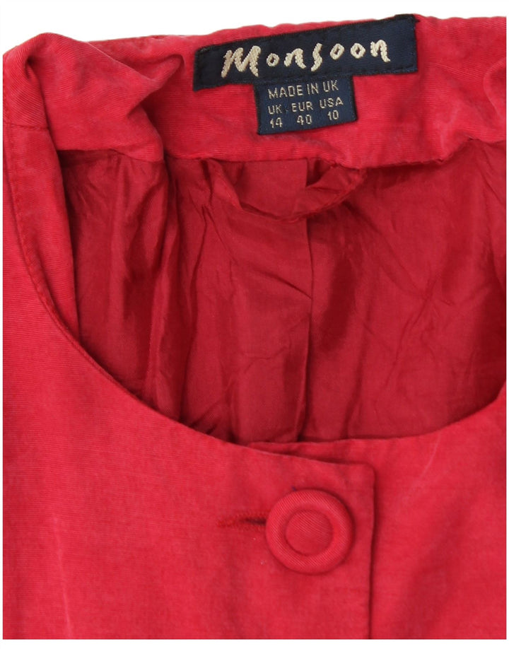 Giacca blazer a 5 bottoni da donna Monsoon UK 14 Viscosa rossa media