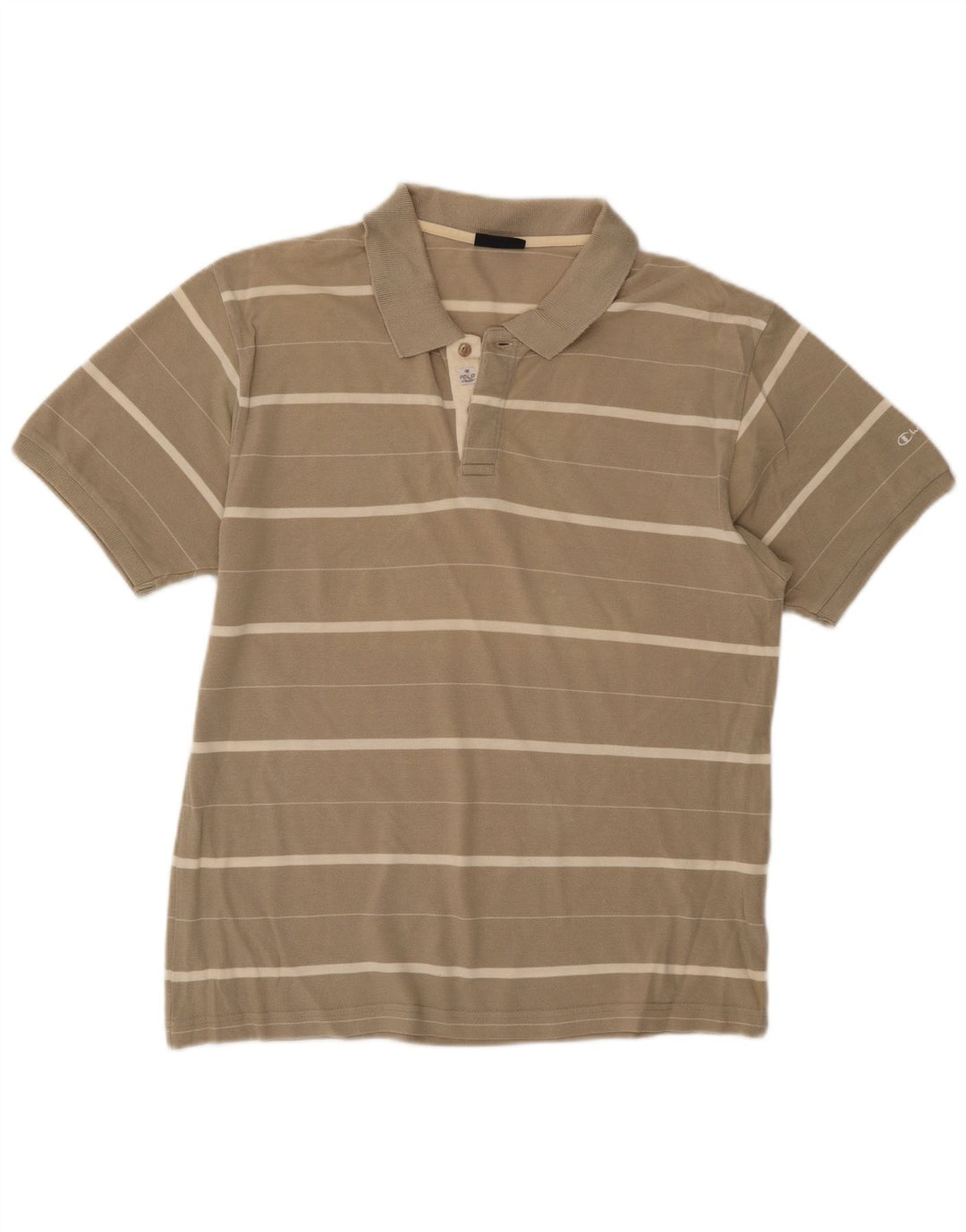Polo da uomo Champion in cotone a righe beige medio