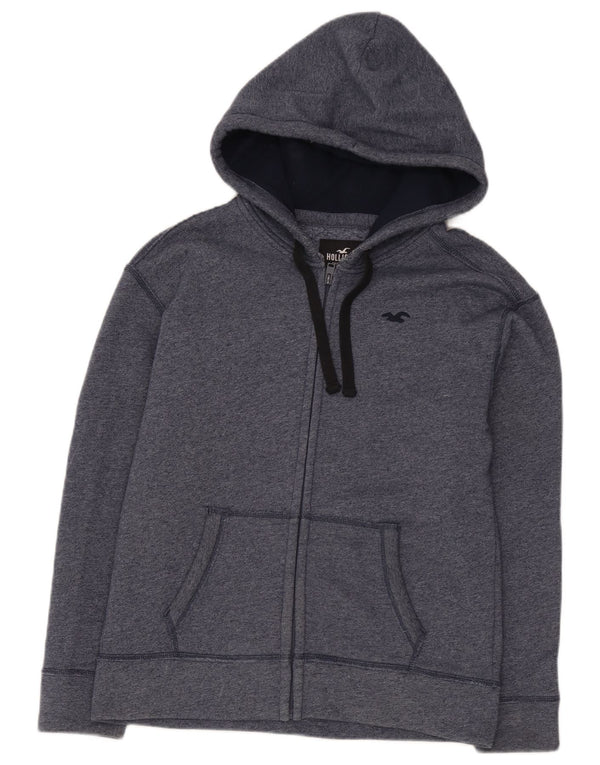 Maglione con cappuccio e zip da uomo Hollister piccolo in cotone screziato blu navy