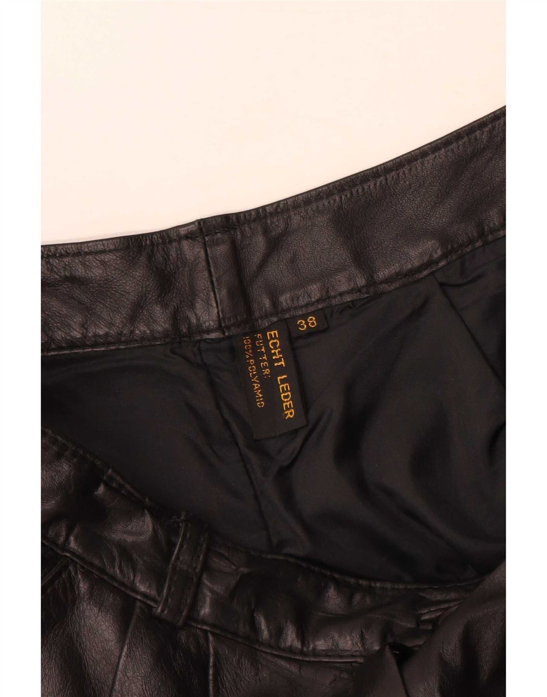 Pantaloni vintage in pelle con ancoraggi da donna EU 38 medi W28 L30 in pelle nera
