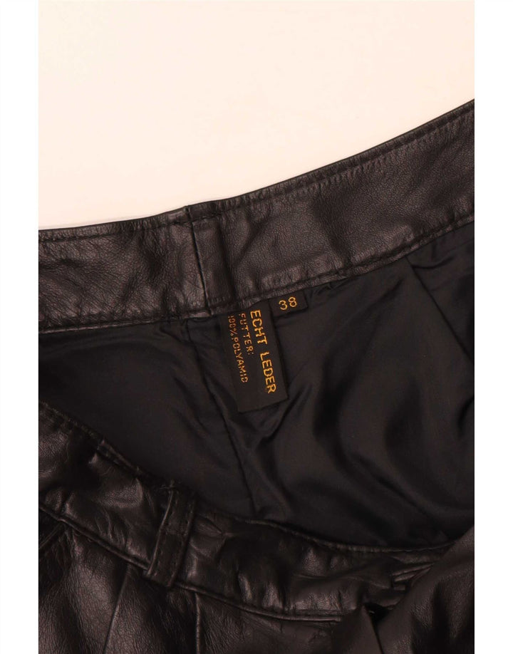 Pantaloni vintage in pelle con ancoraggi da donna EU 38 medi W28 L30 in pelle nera