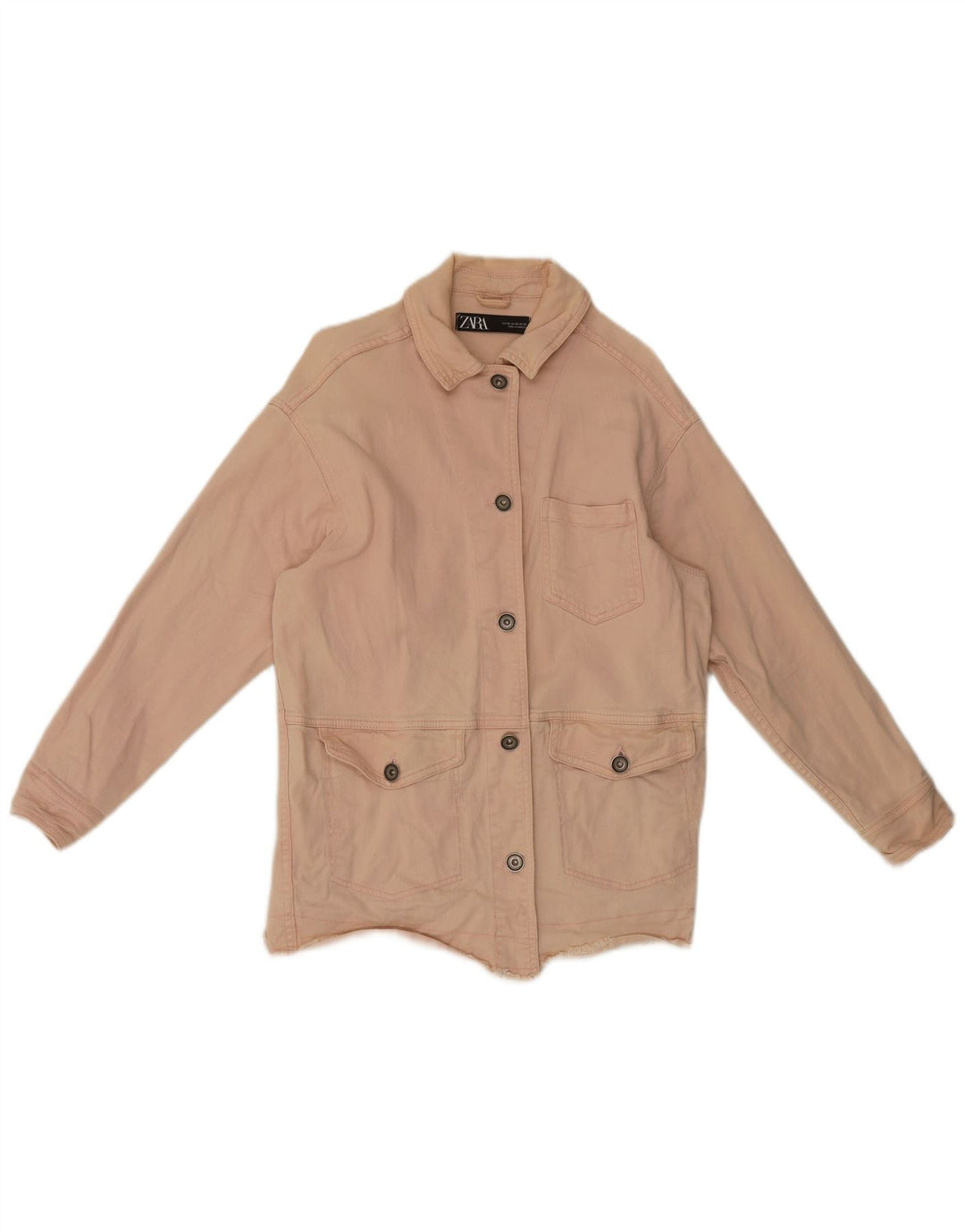 Giacca di jeans oversize da donna Zara UK 6 XS cotone rosa