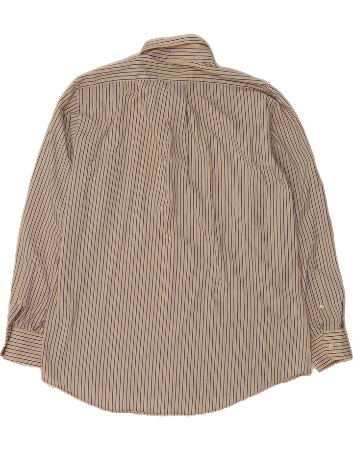 CHAPS Mens Shirt Size 16 1/2 Large Beige Striped Cotton Vintage Chaps and Second-Hand Chaps from Messina Hembry 