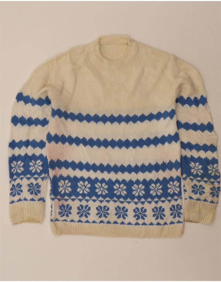 Maglione maglione girocollo da uomo VINTAGE medio bianco sporco Fair Isle