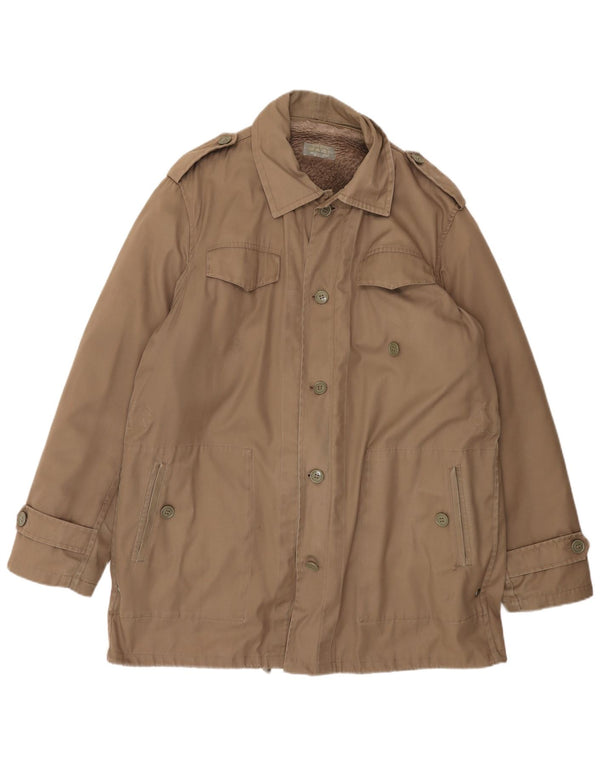 Giacca militare sherpa da uomo vintage EU 58 4XL poliestere marrone