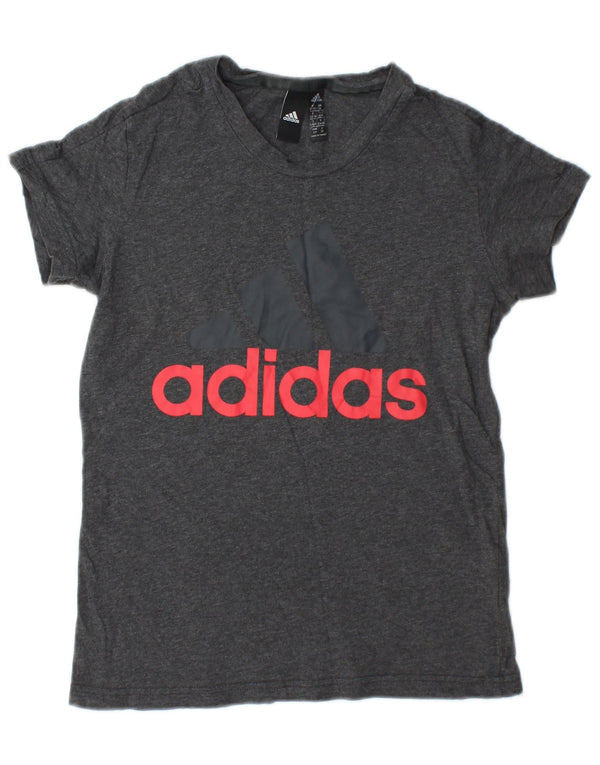 T-shirt grafica da donna Adidas Top UK 8/10 piccola in cotone grigio