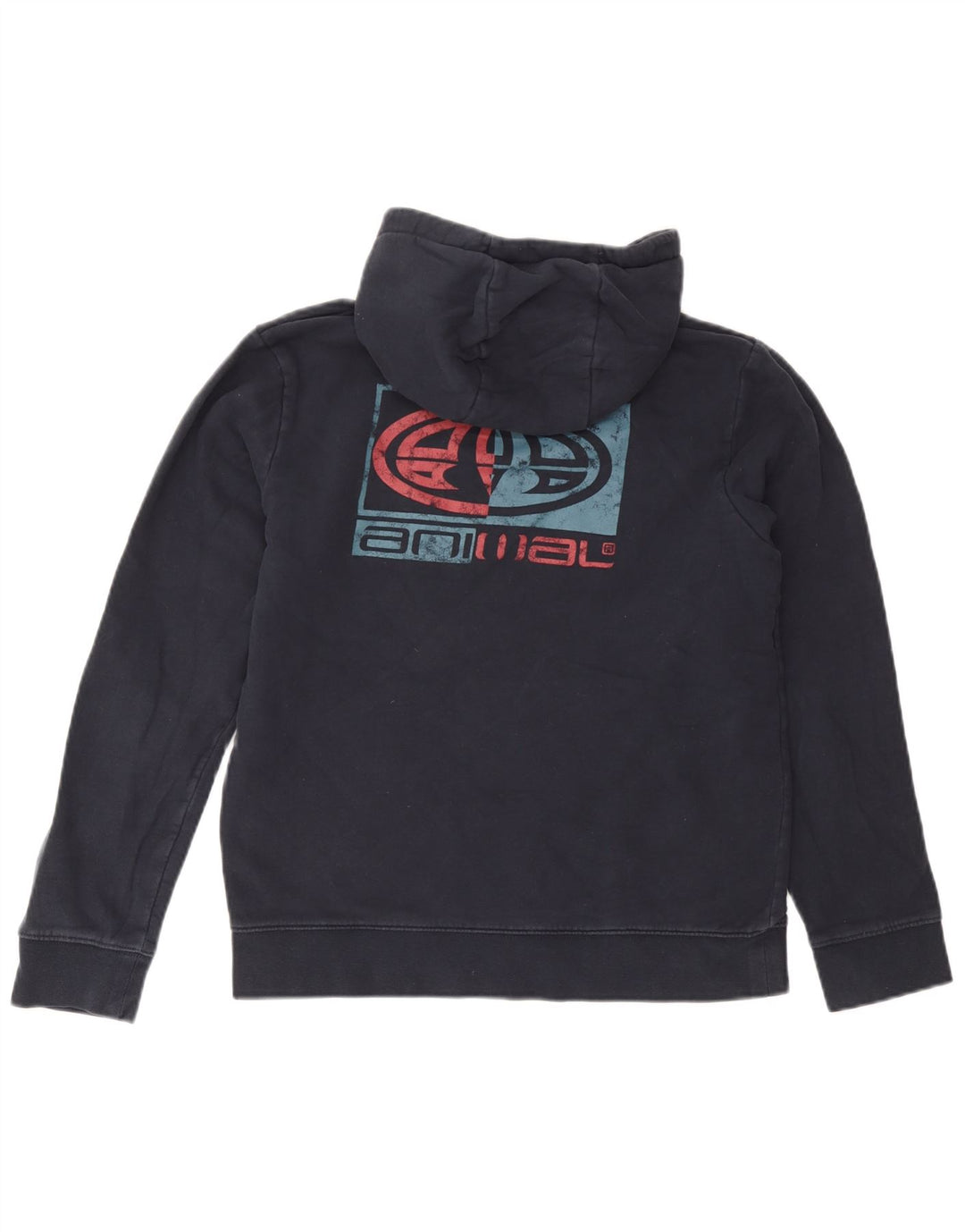 Felpa con cappuccio grafica da uomo con animali, piccola, in cotone blu navy