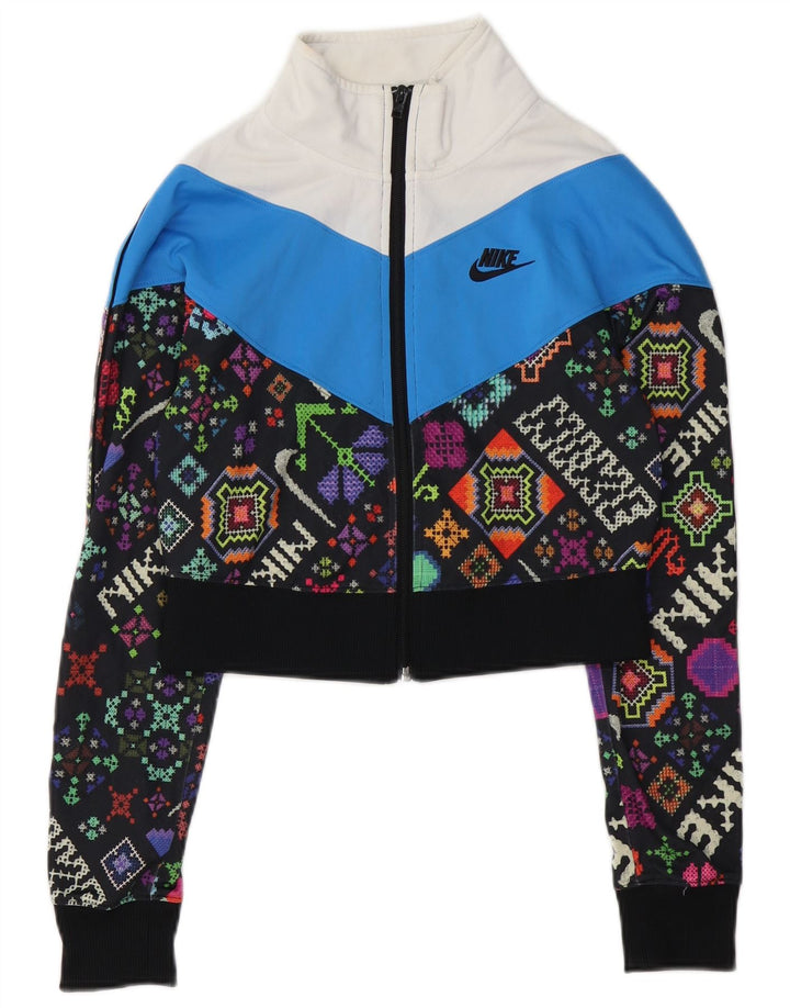 Giacca da ginnastica corta da donna NIKE UK 6 XS multicolore geometrica