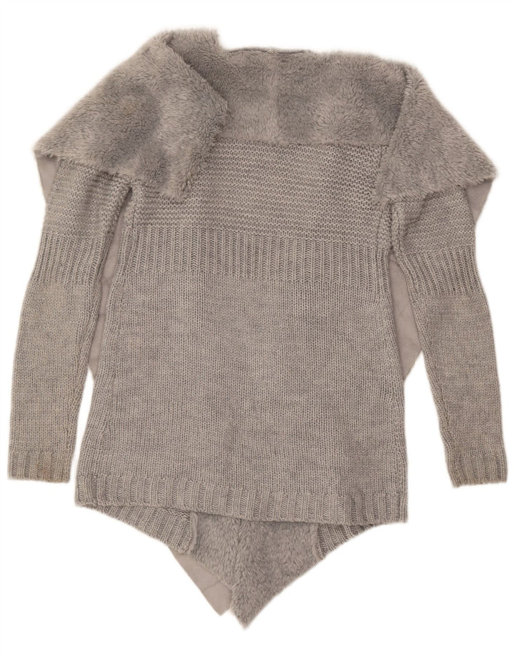 Maglione cardigan aperto da donna Oasis UK 10 piccolo acrilico grigio