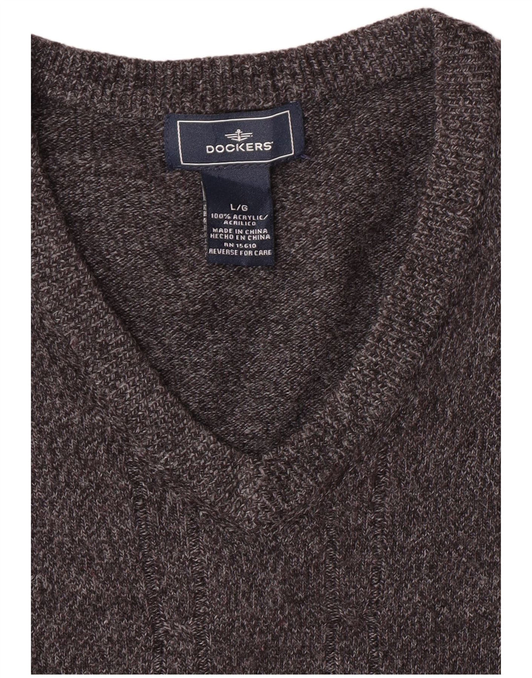 DOCKERS Maglione da uomo con scollo a V grande acrilico grigio
