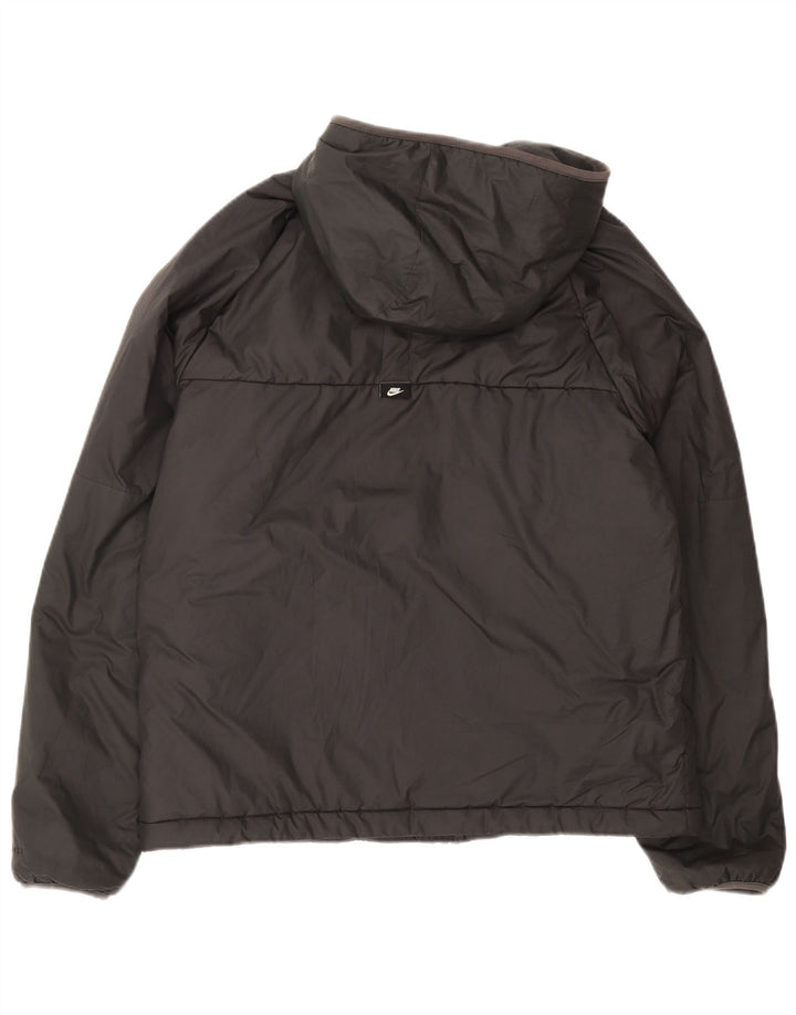 Giacca imbottita con cappuccio Nike da uomo UK 38 Poliestere grigio medio