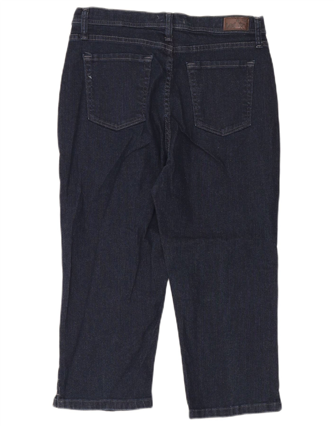 Jeans Capri classici a vita alta da donna Lee US 12 Large W30 L20 Blu Navy