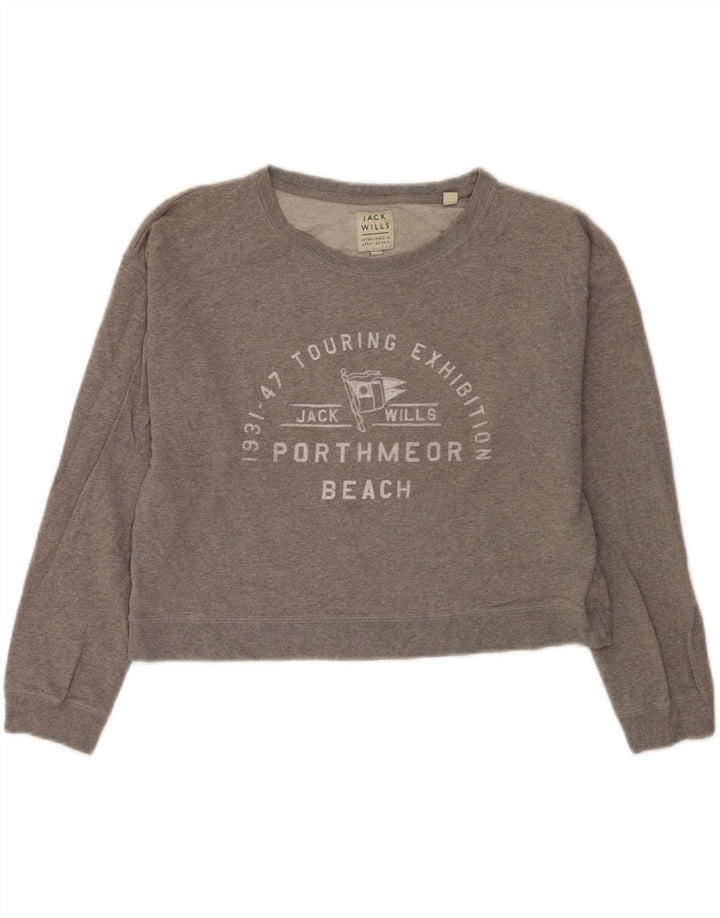 Felpa corta da donna con grafica Jack Wills UK 12 Cotone grigio medio