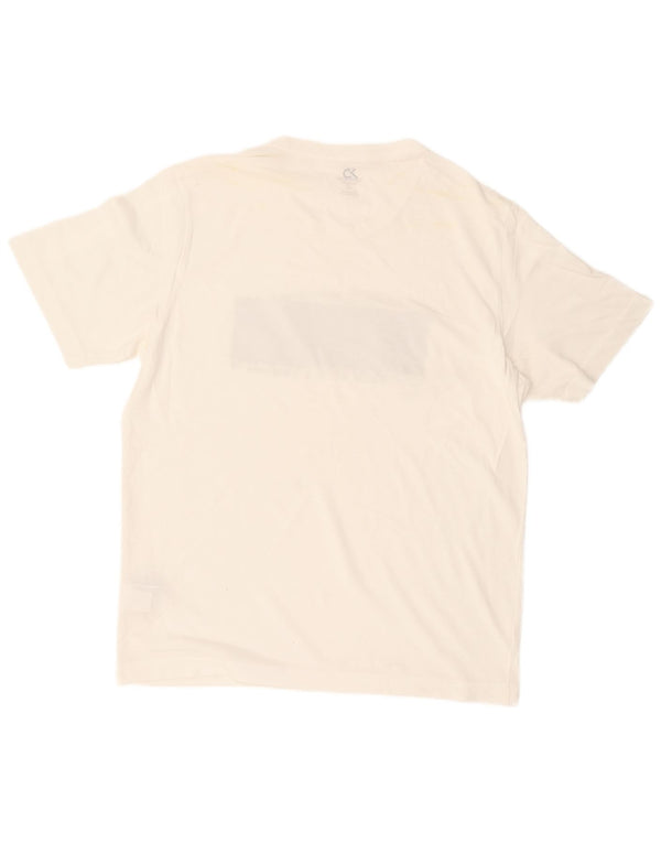 CALVIN KLEIN T-shirt grafica da uomo Top Large in cotone color block bianco