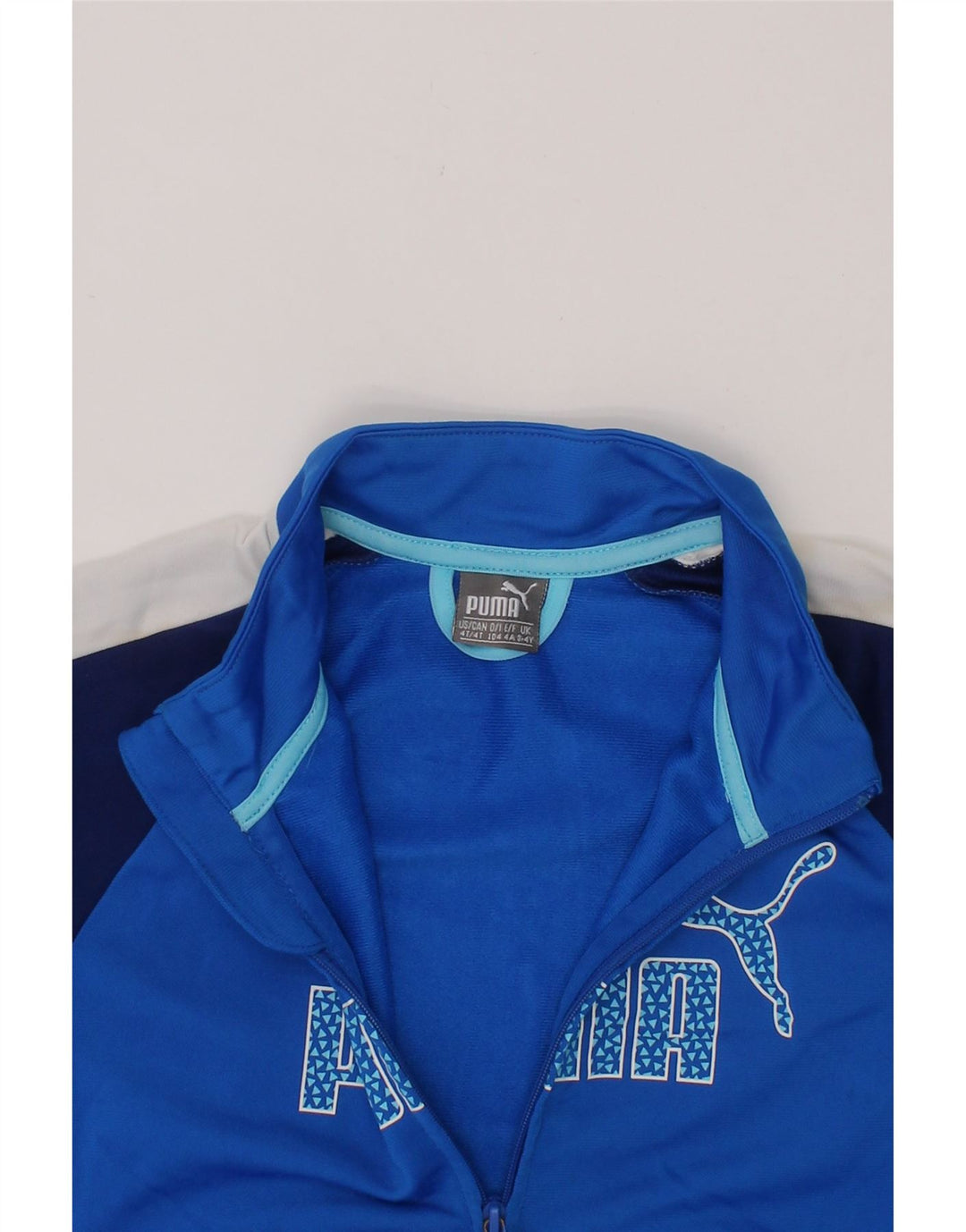 PUMA Boys Graphic Tracksuit Top Jacket 3-4 Years Blue Colourblock Vintage Puma and Second-Hand Puma from Messina Hembry 