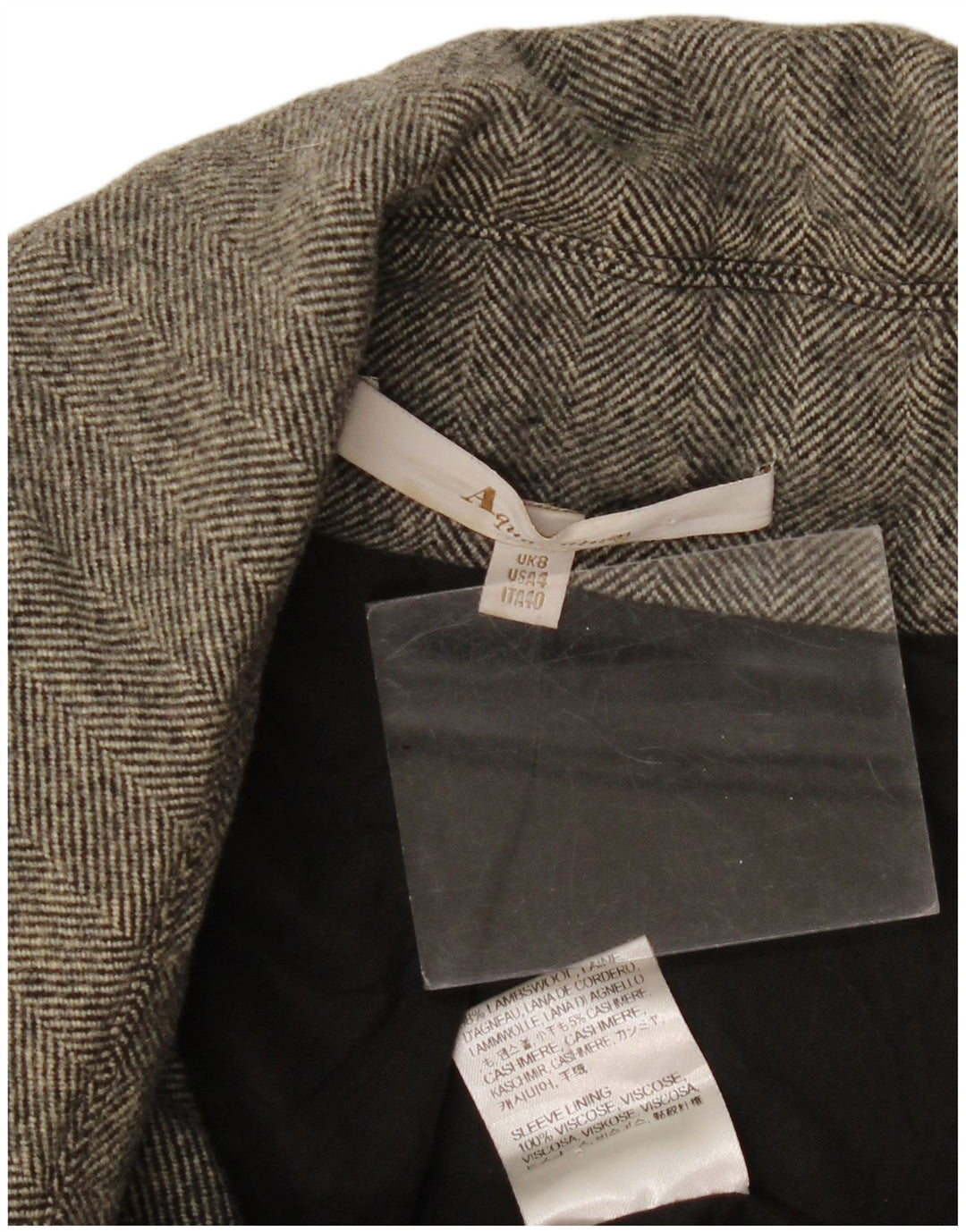 Cappotto da donna Aquascutum UK 8 Small Lana d'agnello a spina di pesce grigia