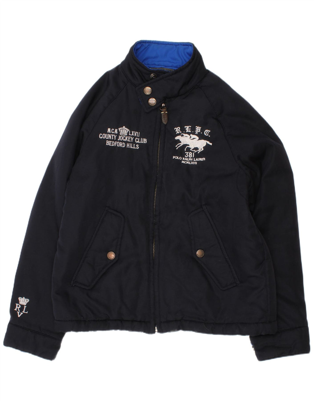 Giacca Harrington grafica da ragazzo Polo Ralph Lauren 7-8 anni piccola blu navy