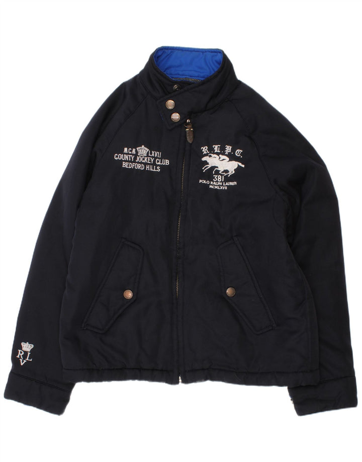 Giacca Harrington grafica da ragazzo Polo Ralph Lauren 7-8 anni piccola blu navy