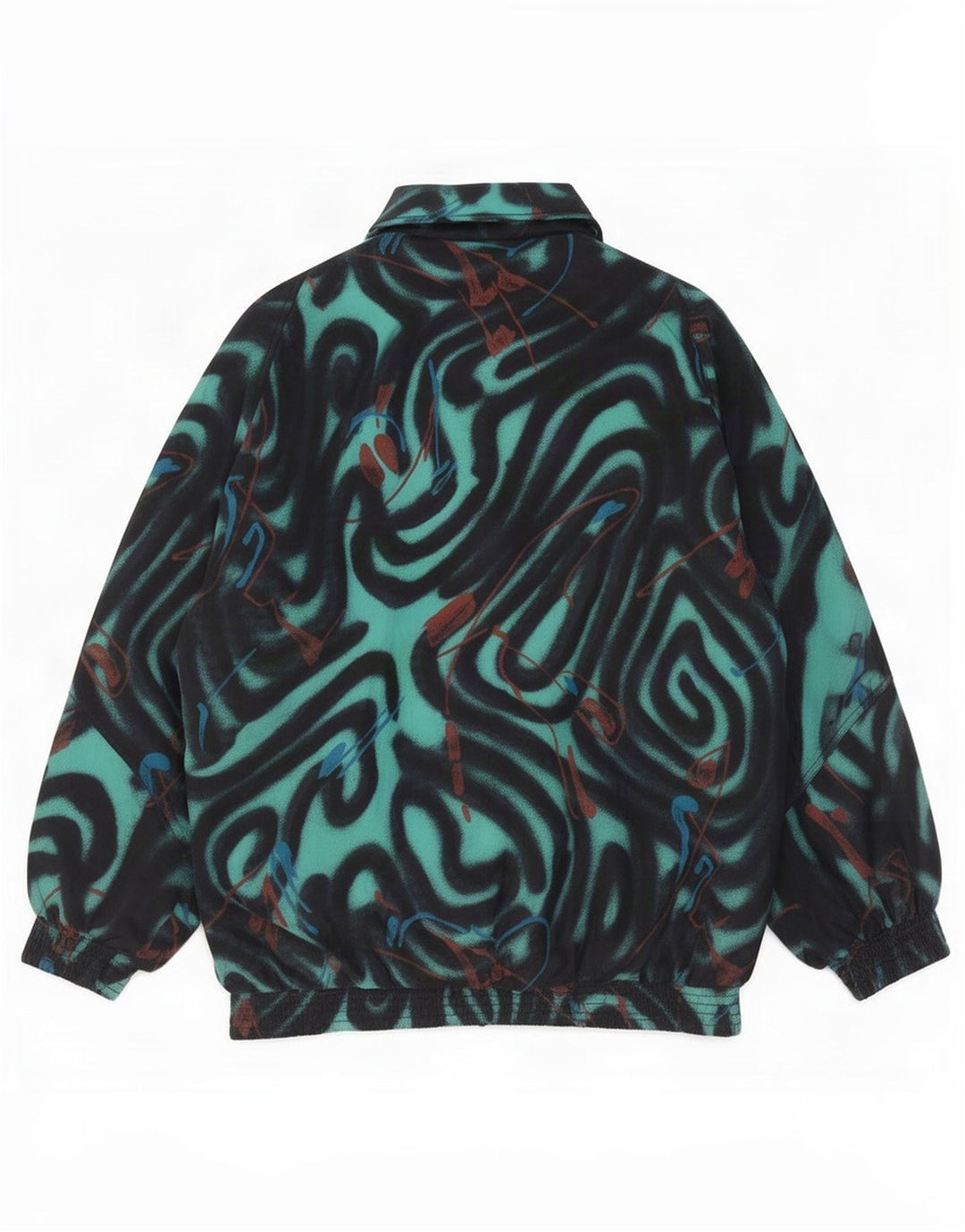 Giacca a vento vintage da donna con motivo astratto UK 20 2XL Nera