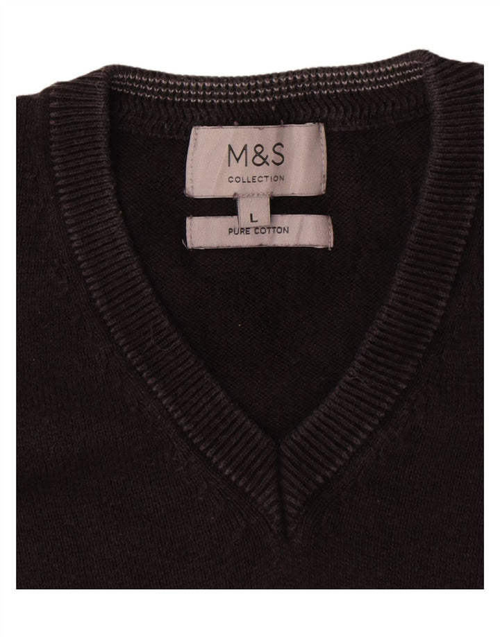 Maglione da uomo con scollo a V Marks & Spencer grande cotone nero