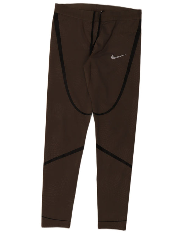 Leggings Nike Dri Fit da donna UK 12 Poliestere a righe marrone medio