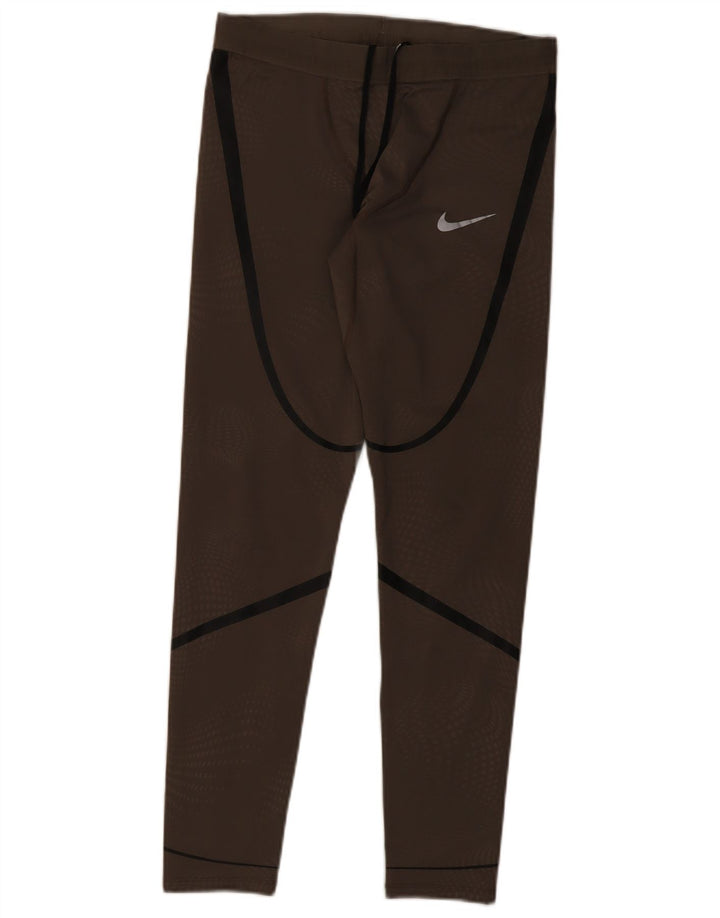 Leggings Nike Dri Fit da donna UK 12 Poliestere a righe marrone medio