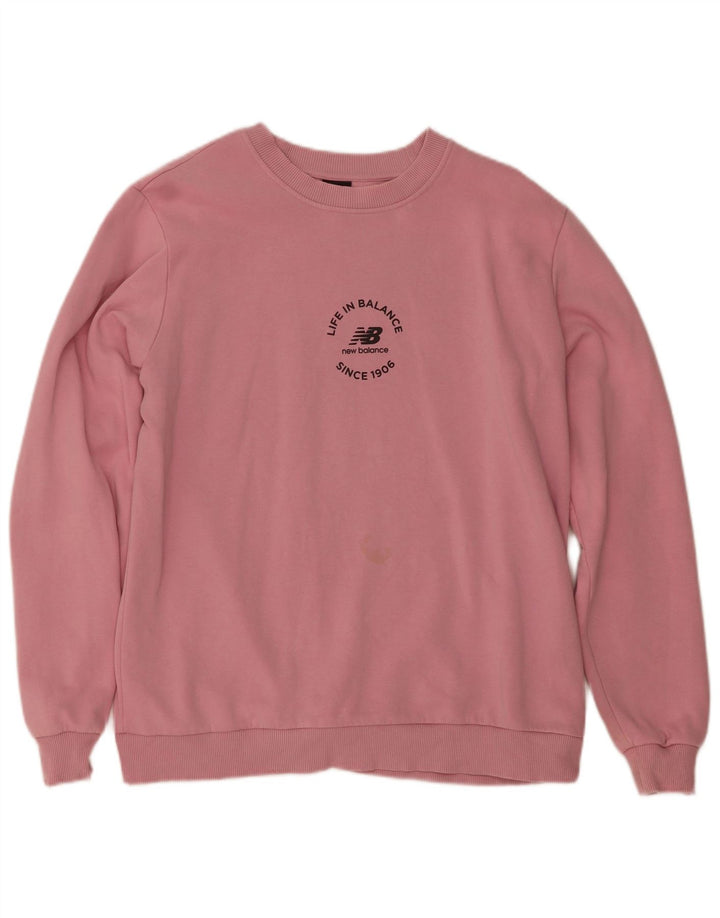 Felpa grafica da uomo New Balance, maglione, colore rosa medio