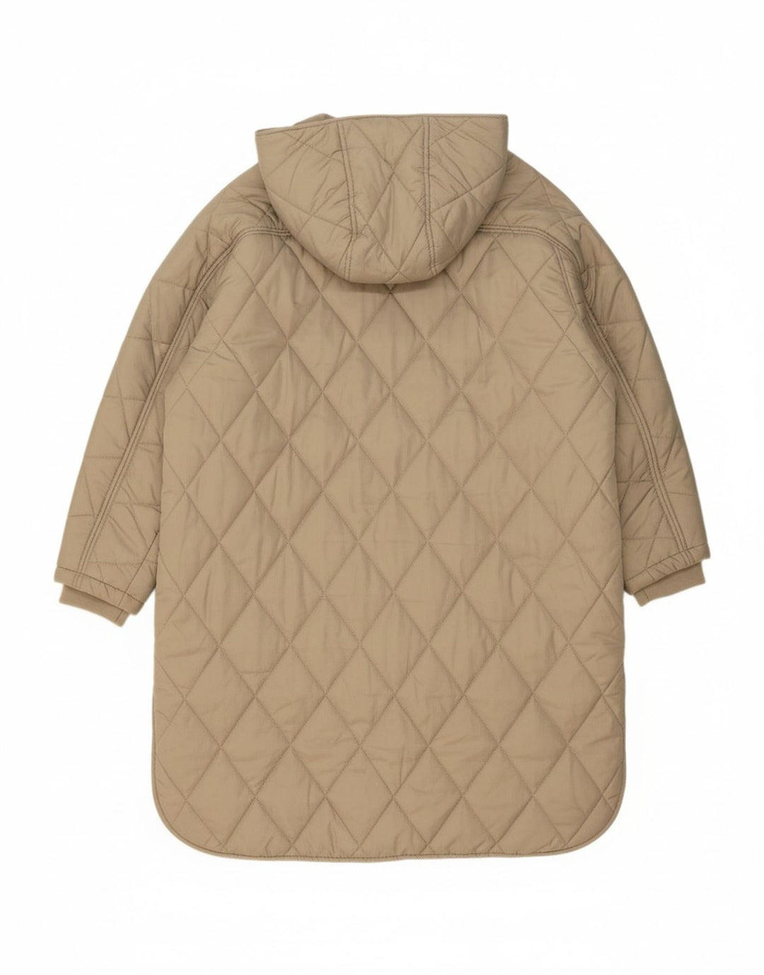 ZARA Womens Hooded Quilted Overcoat UK 10 Small Grey Polyester
