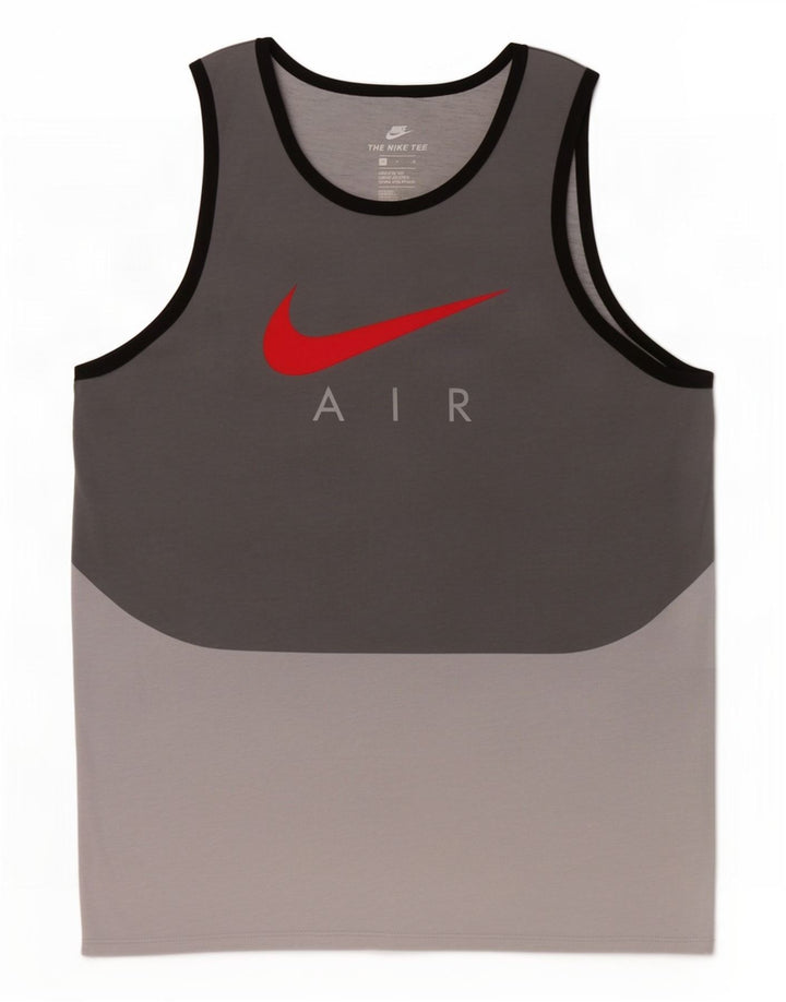 Canotta grafica Nike da uomo con taglio atletico, poliestere color block grigio medio