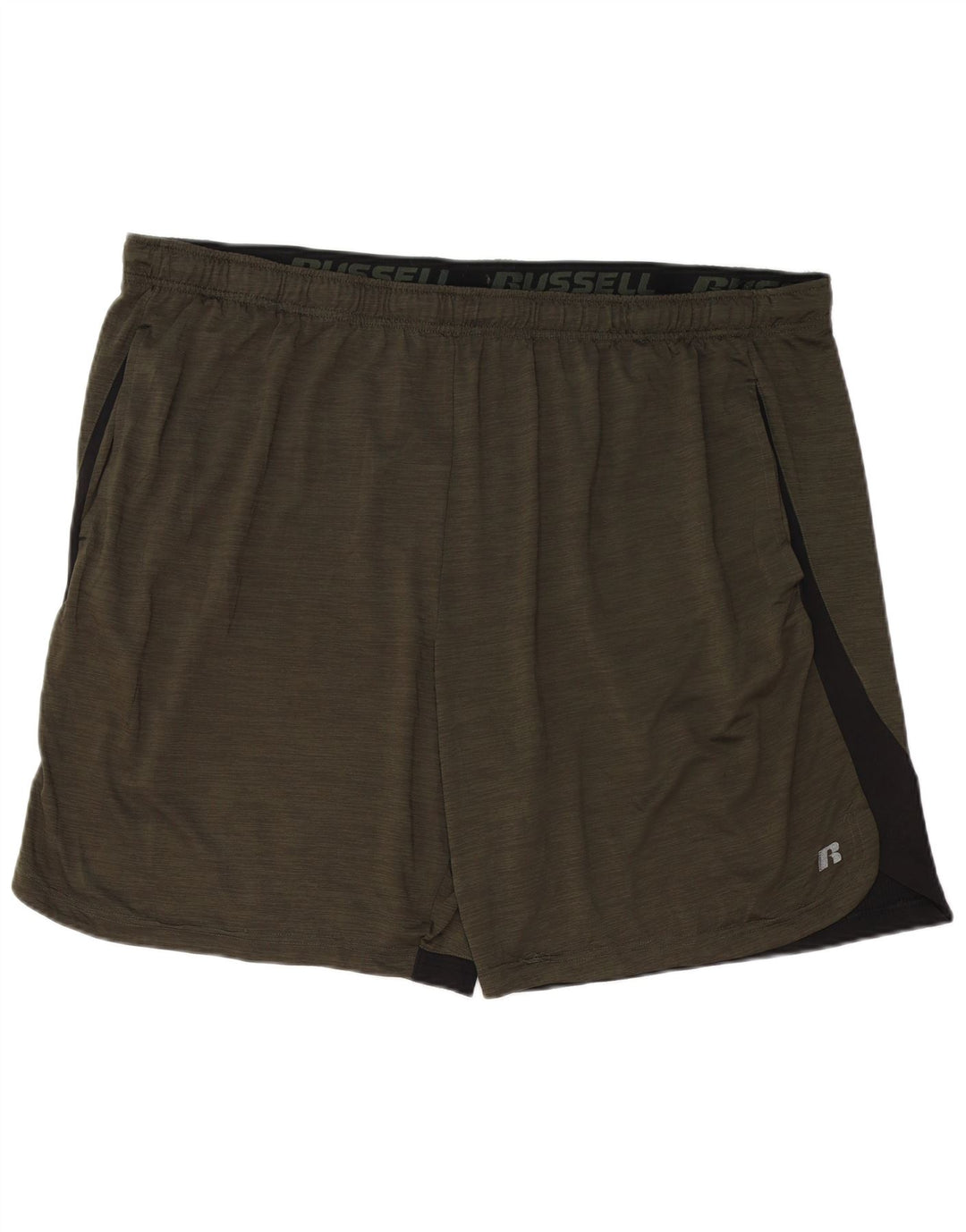 RUSSELL ATHLETIC Pantaloncini sportivi Dri-Power da uomo 3XL Colorblock kaki