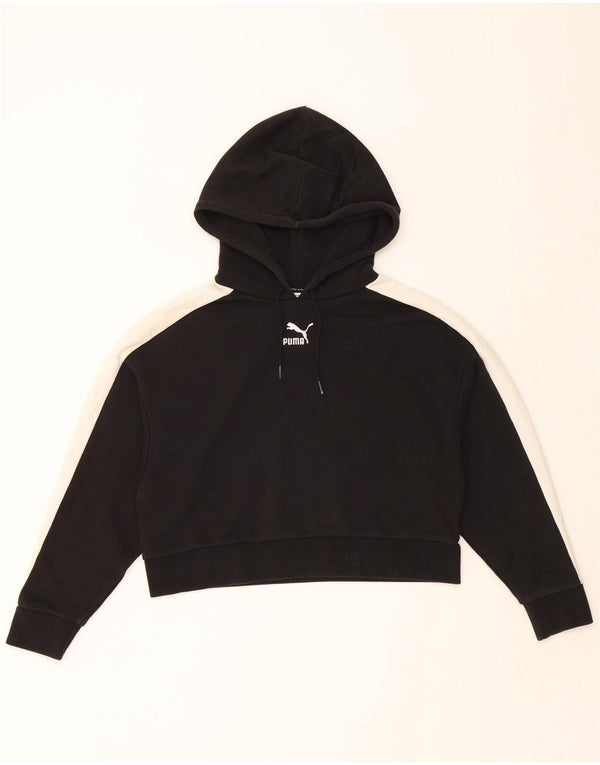 Maglia corta con cappuccio da donna PUMA UK 14 Medium Black Colourblock