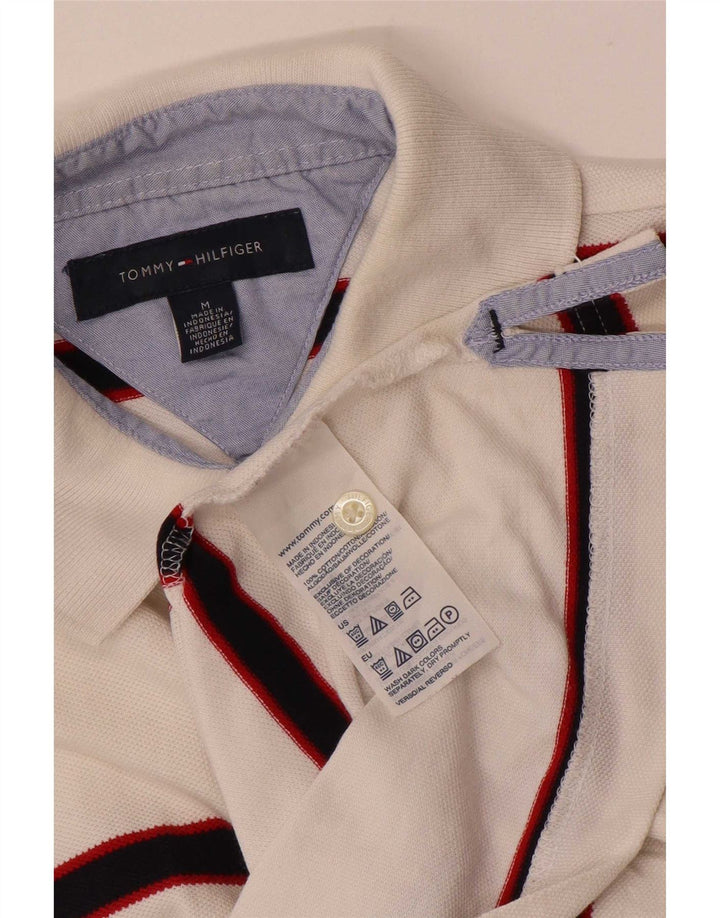 Polo da uomo Tommy Hilfiger in cotone a righe bianche medie