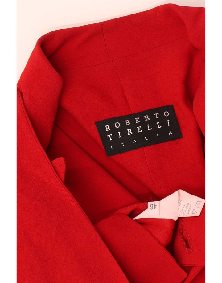 Giacca blazer corta da donna vintage a 1 bottone IT 46 grande viscosa rossa