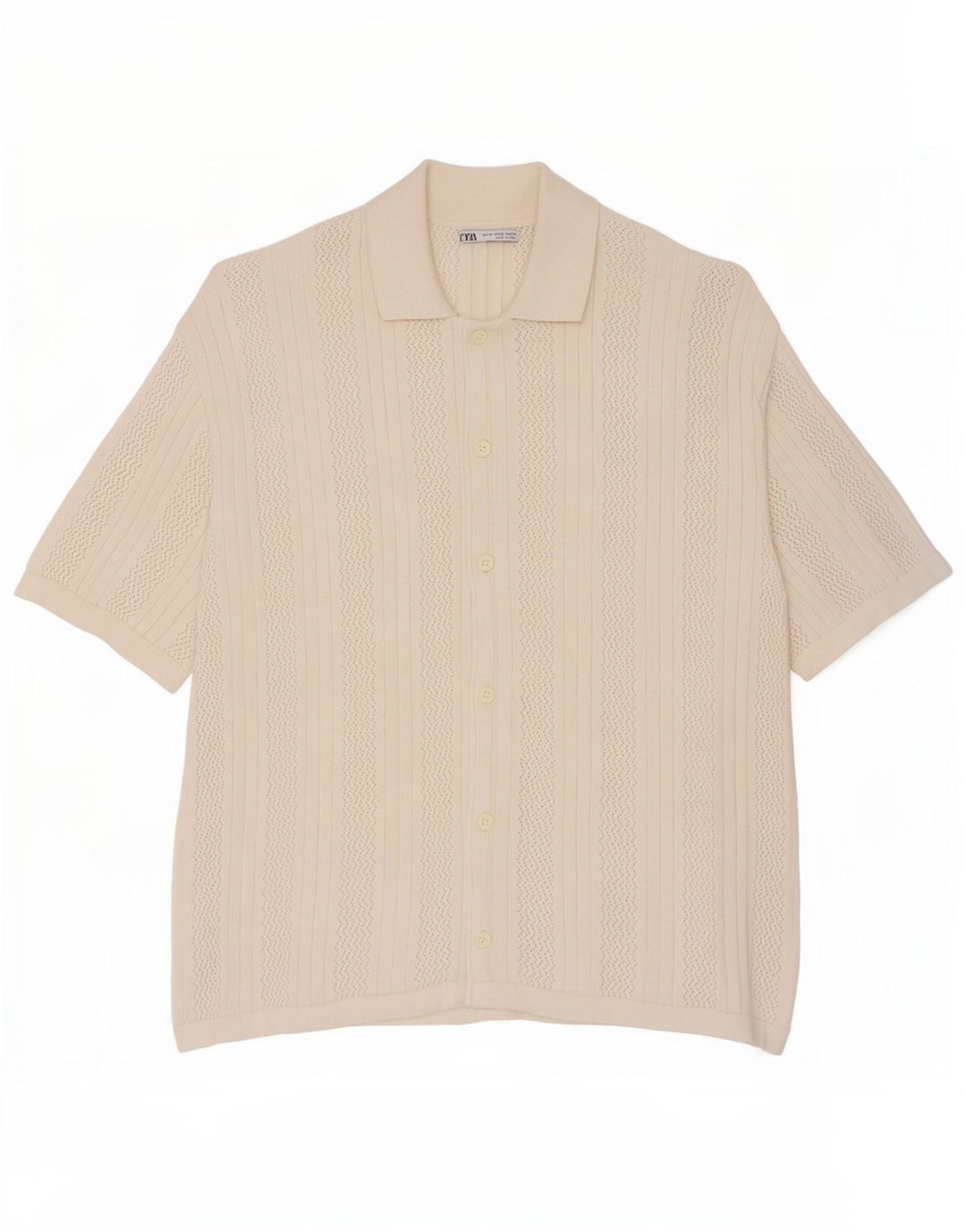 Camicia Zara da uomo a maniche corte in cotone bianco medio