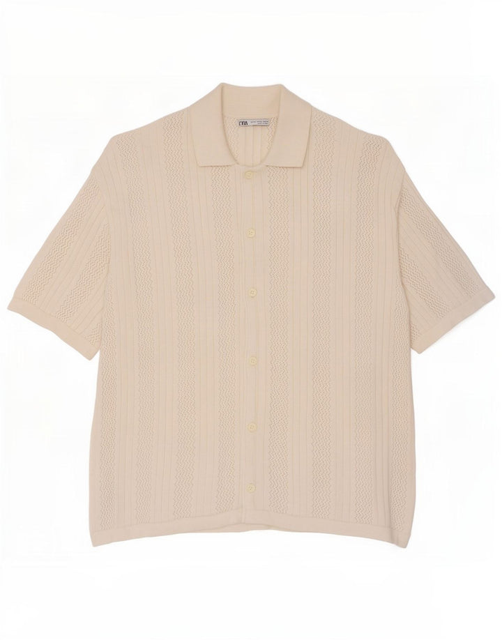 Camicia Zara da uomo a maniche corte in cotone bianco medio