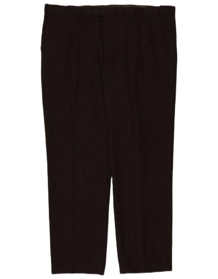 Pantaloni da abito vestibilità regolare da uomo Marks & Spencer W44 L33 poliestere marrone