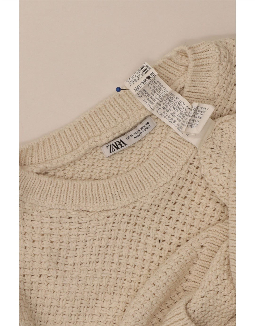 ZARA Maglione Girocollo da Uomo in Poliestere Beige Medio