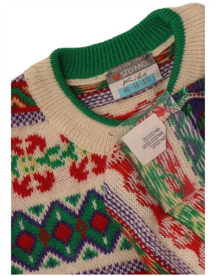 Maglione maglione girocollo da bambino STEFANEL 13-14 anni Fair Isle multicolore